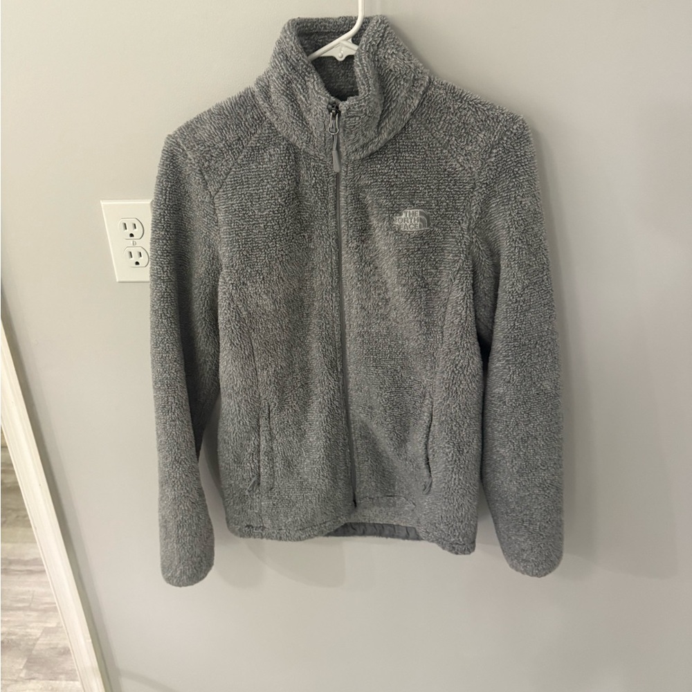 The North Face Gray Fleece Jacket with High Collar
